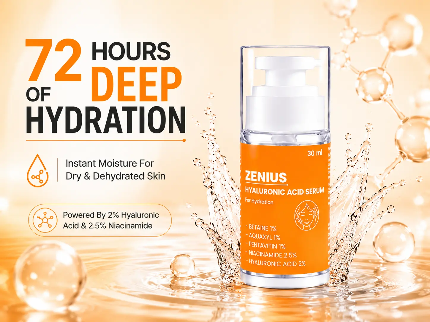 Zenius Hyaluronic Acid Serum for Hydrating Skin 2 Main Banner Mobile View Zenius India