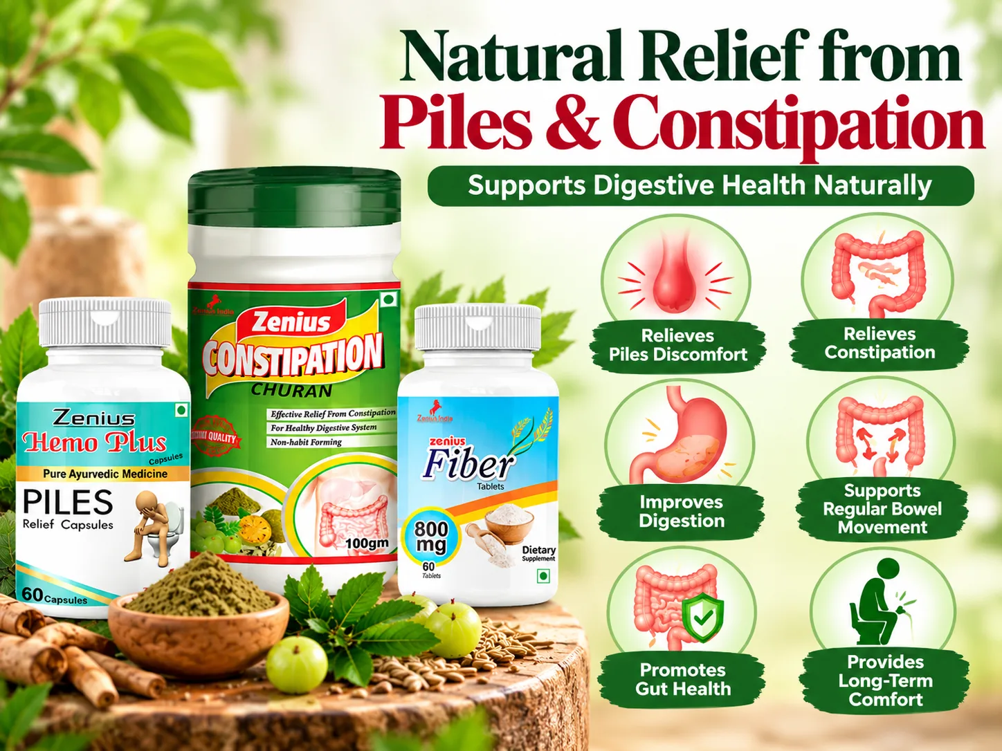 Natural Digestive Relief Supplement Banner Zenius India