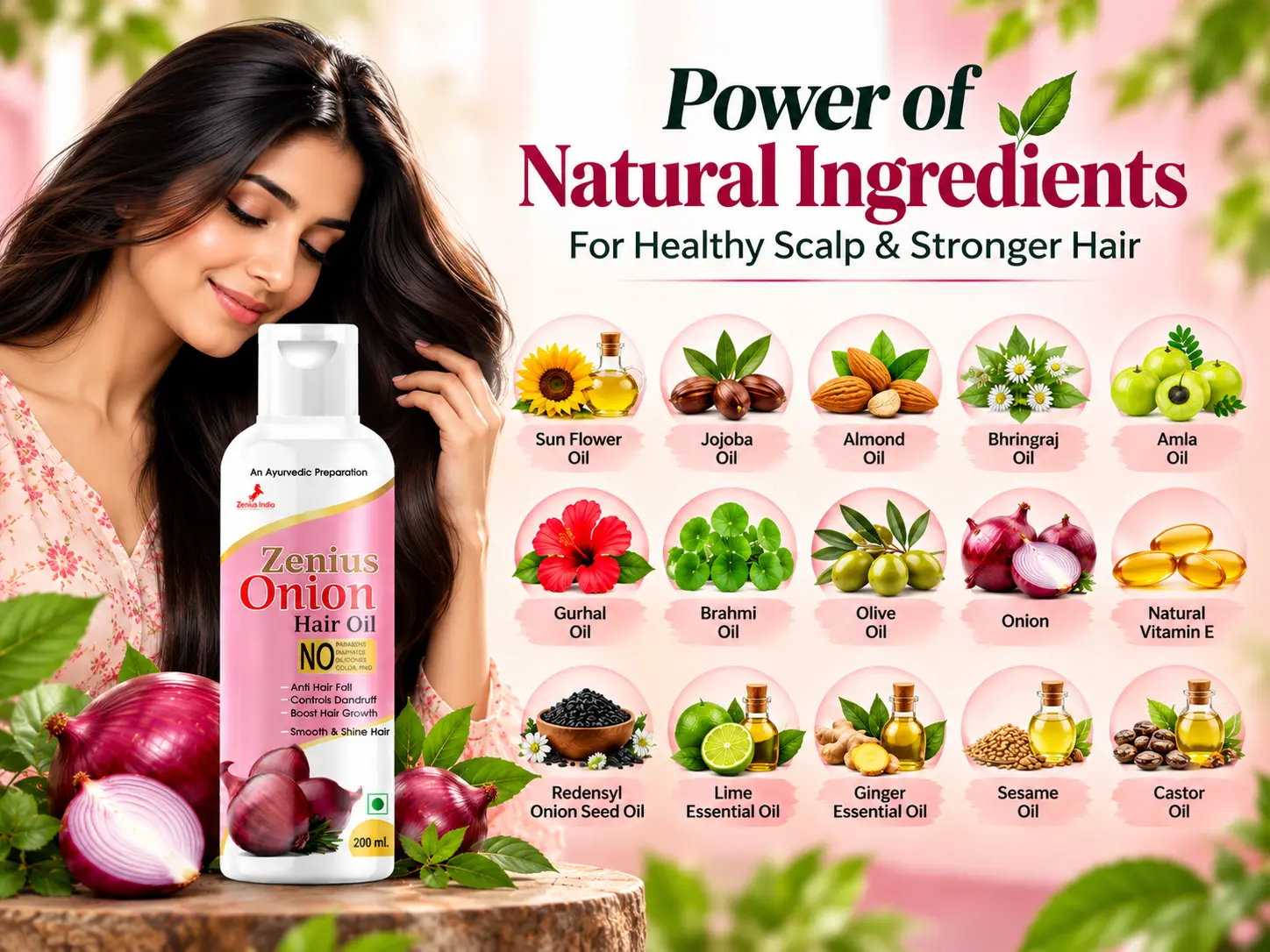 Natural Ingredients Hair Oil Advertisement Zenius India