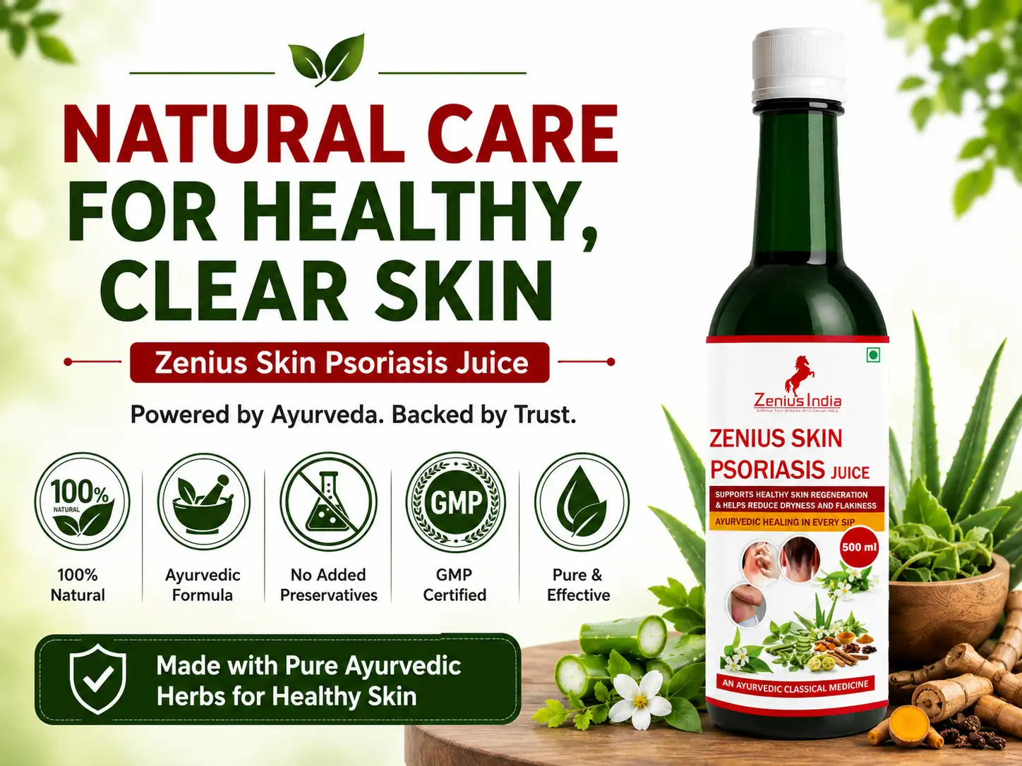 Zenius Skin Psoriasis Juice for Skin Rashes & Allergies 6 Trust Badge Mobile Banner 1 Zenius India