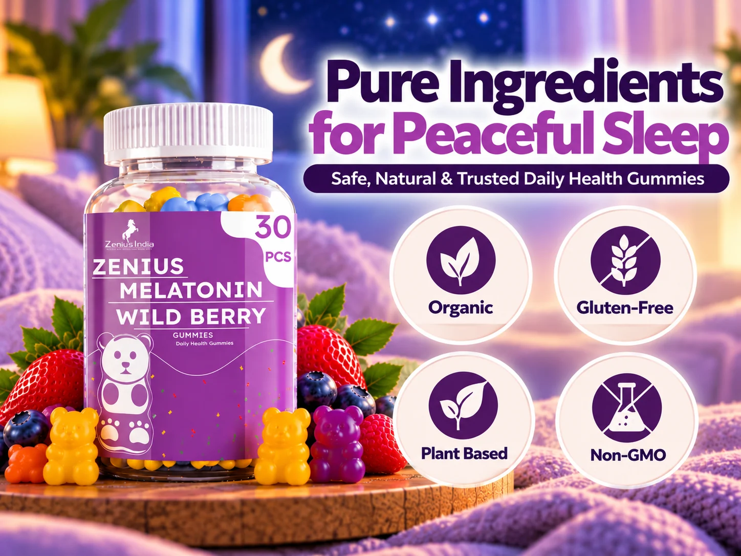 Zenius Melatonin Wild Berry Sleep Gummies for Quality Sleep 6 Trust Badge Mobile View 106 Zenius India