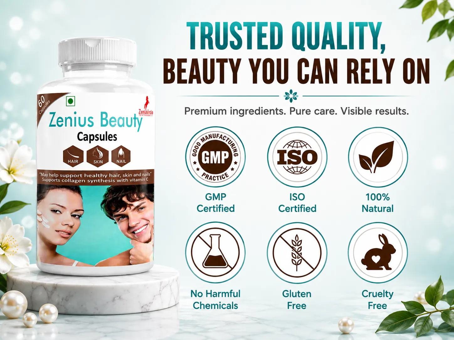 Zenius Beauty Capsule for Skin Brightening & Daily Skin Care 6 Trust Badge Mobile View 11 Zenius India
