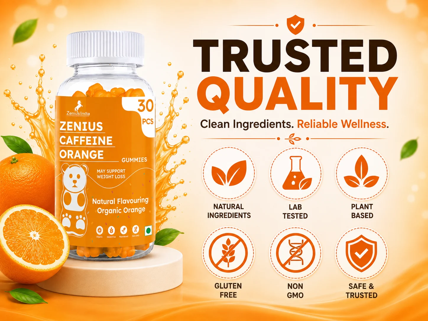 Zenius Caffeine Orange Gummies for Weight Control 6 Trust Badge Mobile View 12 Zenius India