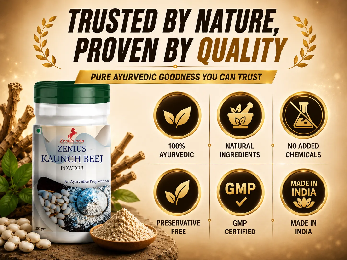 Zenius Kaunch Beej Powder for Energy & Vitality Support 6 Trust Badge Mobile View 15 Zenius India