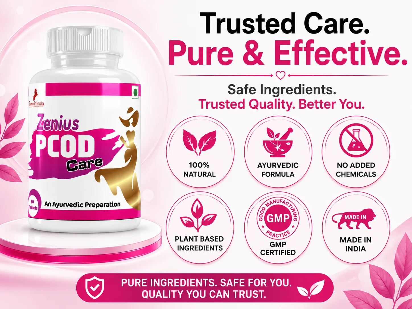 Zenius PCOD Care Tablet for Hormonal & Period Support 6 Trust Badge Mobile View 18 Zenius India