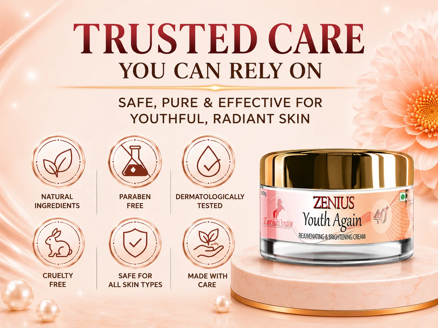 Zenius Youth Again Cream for Wrinkles & Skin Brightening 6 Trust Badge Mobile View 20 Zenius India