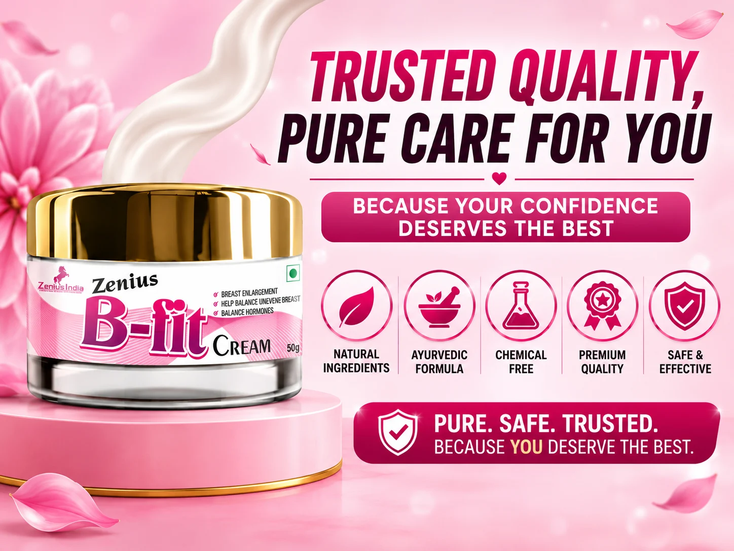 Zenius B Fit Cream for Women's Upper Body Care & Massage 6 Trust Badge Mobile View 26 Zenius India