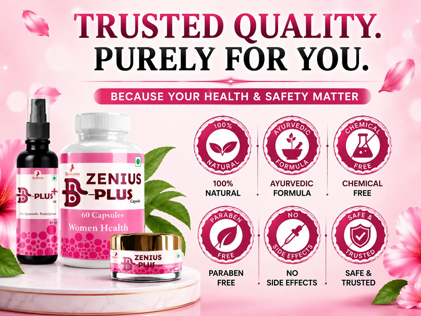 Zenius B Plus Combo Kit for Women's Upper Body Care 6 Trust Badge Mobile View 31 Zenius India