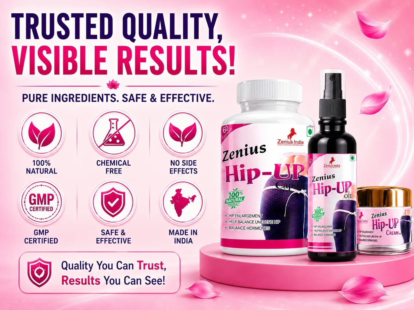 Zenius Hip Up Combo Kit for Women's Hip & Body Care 6 Trust Badge Mobile View 49 Zenius India