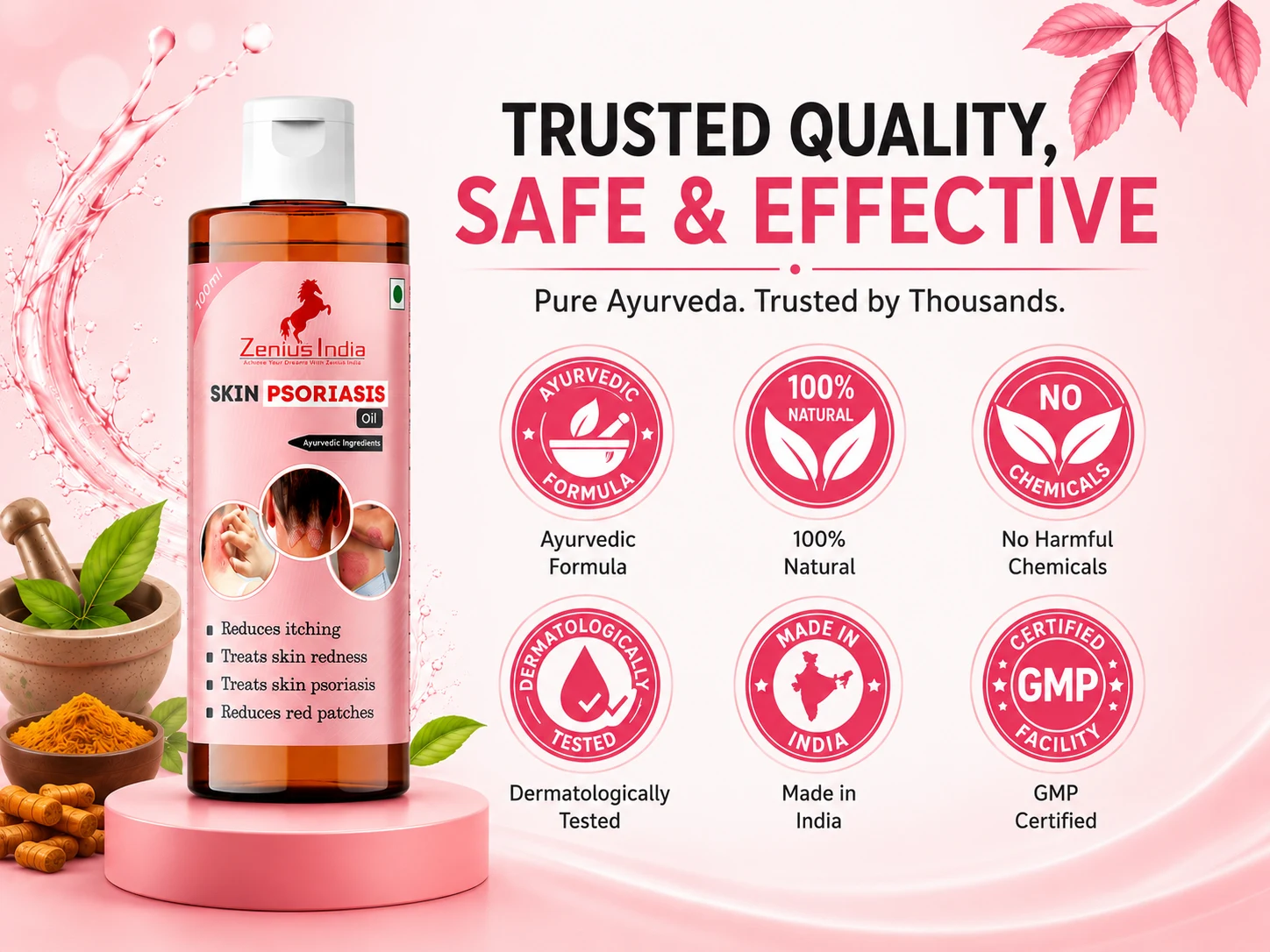 Zenius Skin Psoriasis Oil for Skin Allergies 6 Trust Badge Mobile View 5 Zenius India