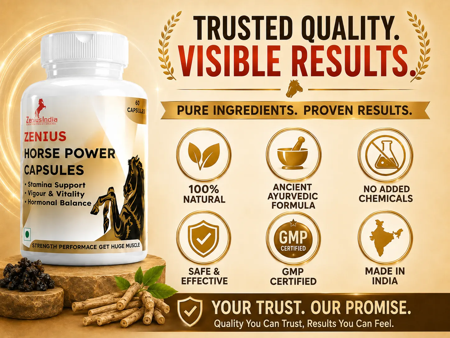 Zenius Horse Power Capsule for Men's Stamina, Power & Energy 6 Trust Badge Mobile View 51 Zenius India