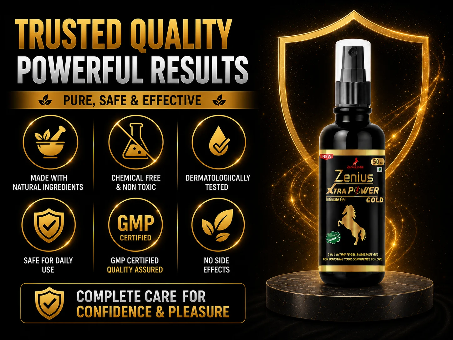 Zenius Xtra Power Gold Oil for Men's Intimate Massage 6 Trust Badge Mobile View 61 Zenius India