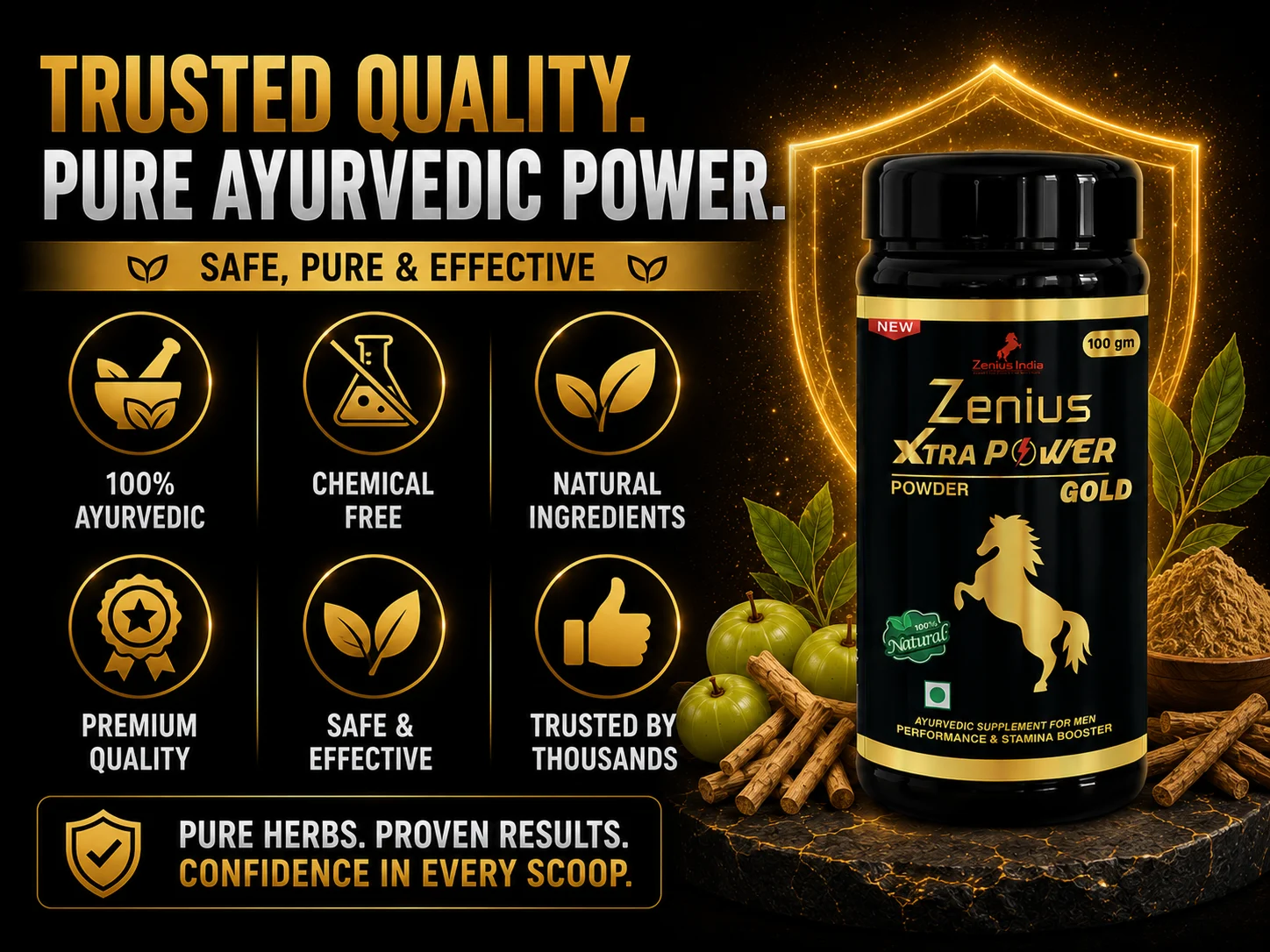 Zenius Xtra Power Gold Powder for Men's Energy & Stamina 6 Trust Badge Mobile View 62 Zenius India