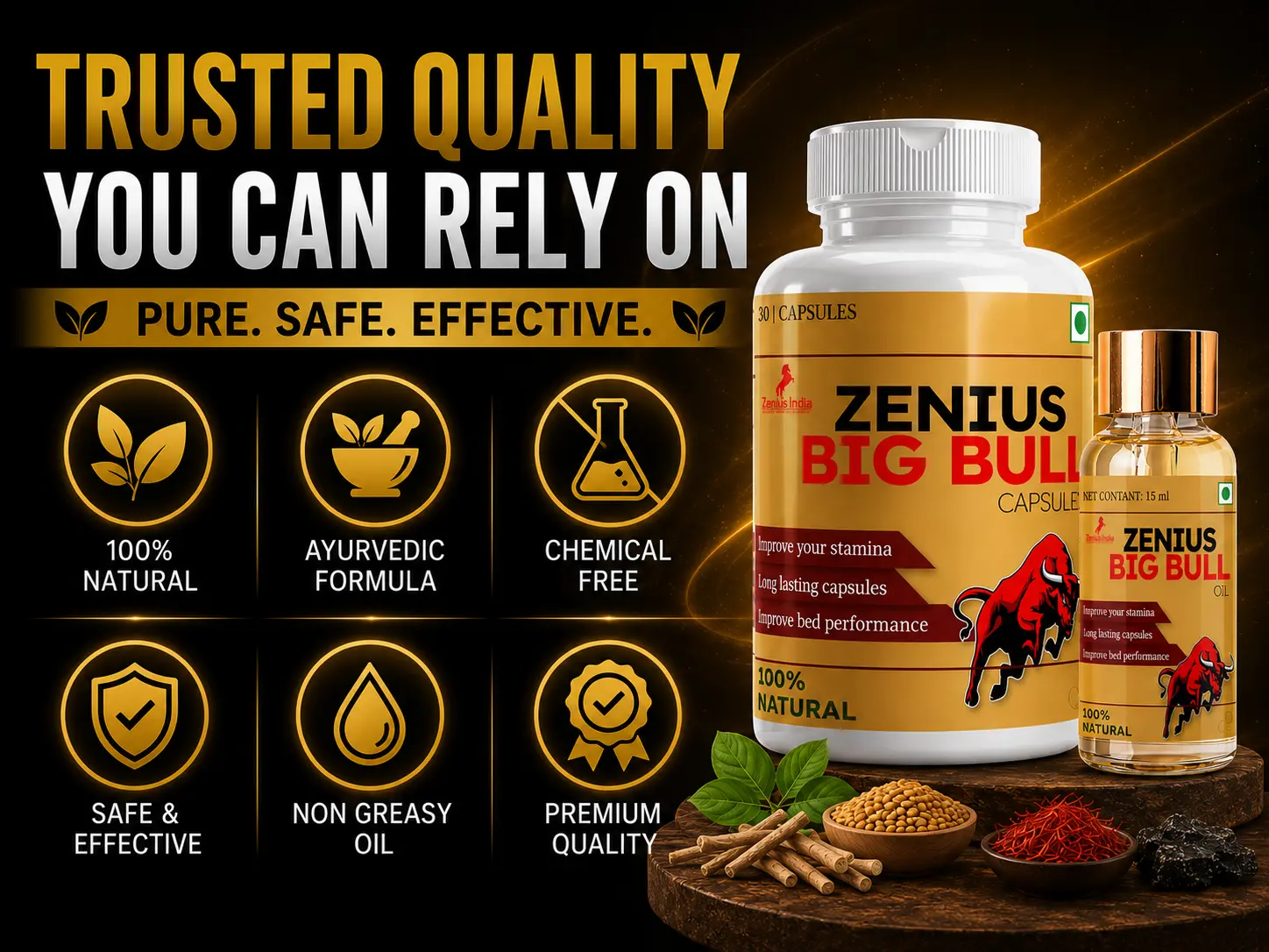 Zenius Big Bull Kit for Men's Stamina, Energy & Vitality 6 Trust Badge Mobile View 66 Zenius India