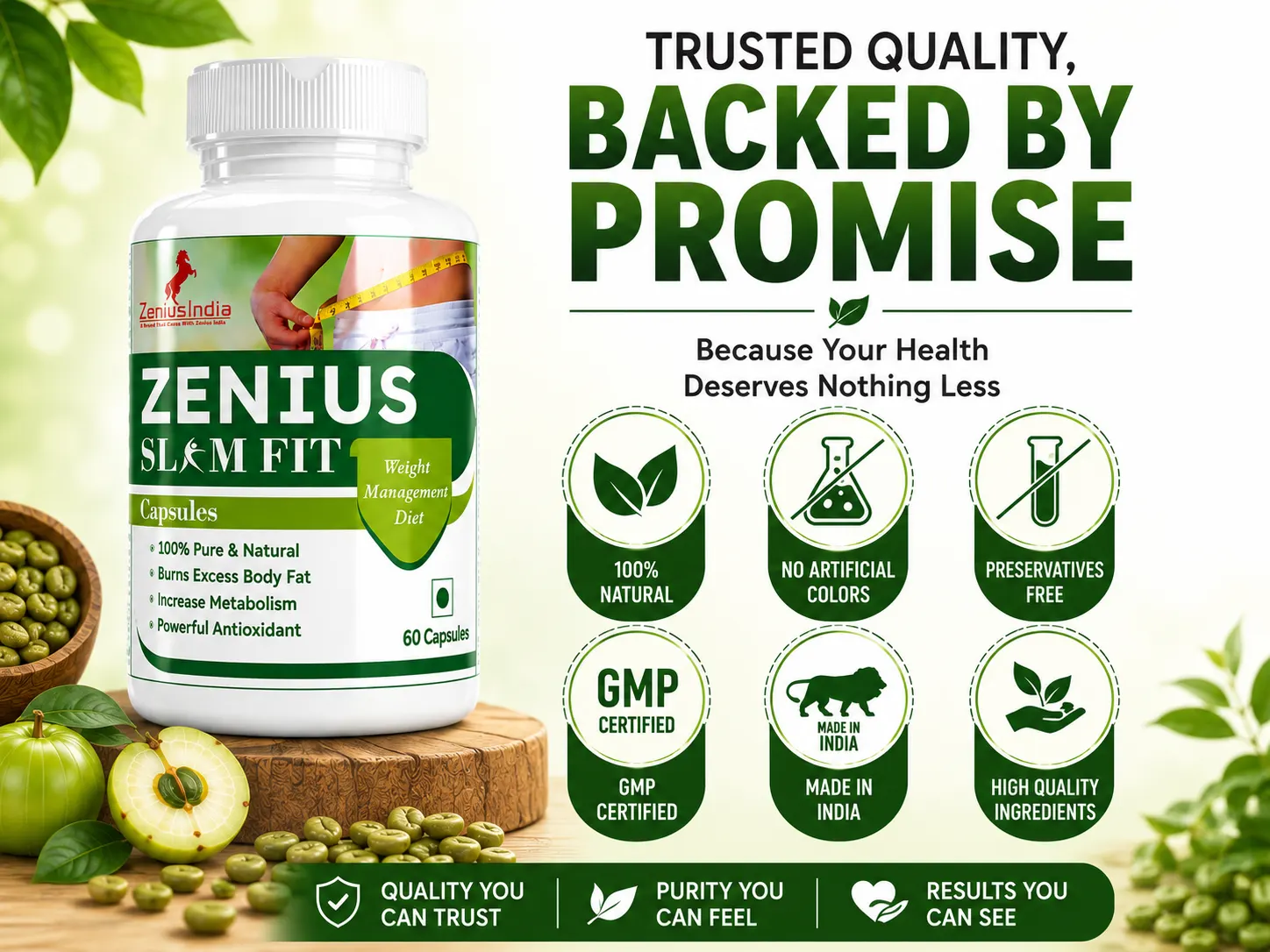 Zenius Slim Fit Capsule for Weight Loss & control Cravings 6 Trust Badge Mobile View 7 Zenius India