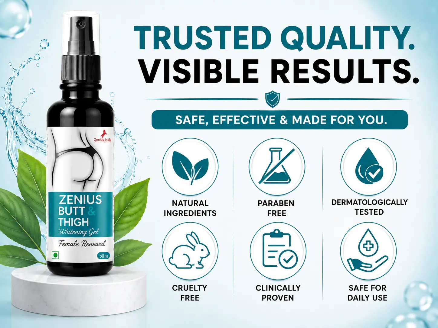 Zenius Butt & Thigh Gel for Darkness and Skin Lightening 6 Trust Badge Mobile View 70 Zenius India