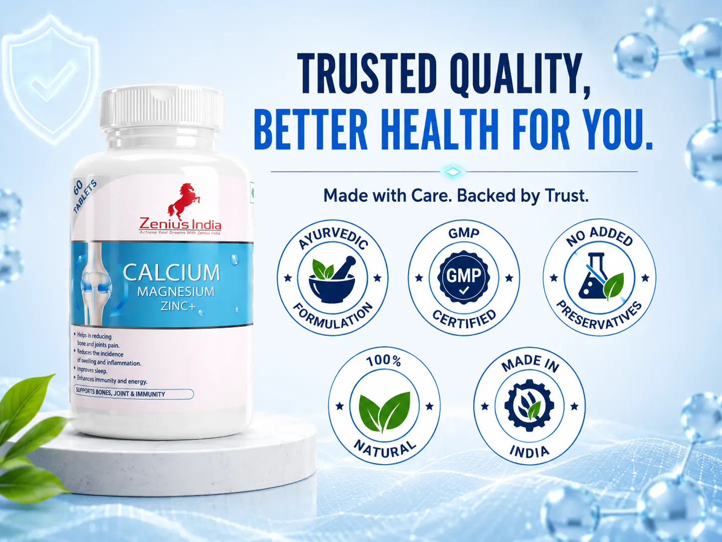Zenius Calcium Tablet for Bone Health & Calcium Support 6 Trust Badge Mobile View 72 Zenius India