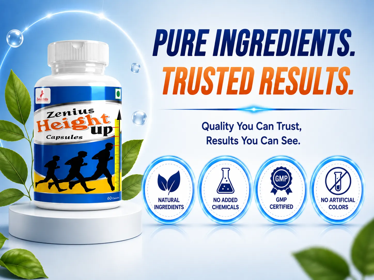 Zenius Height Up Capsule | Natural Height Growth Capsule Supplement 6 Trust Badge Mobile View 8 Zenius India