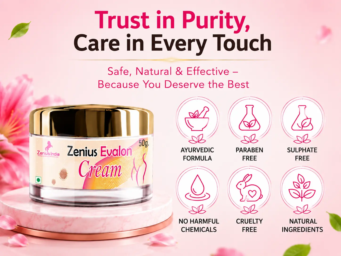 Zenius Evalon Cream for Women for Personal Hygiene 6 Trust Badge Mobile View 80 Zenius India