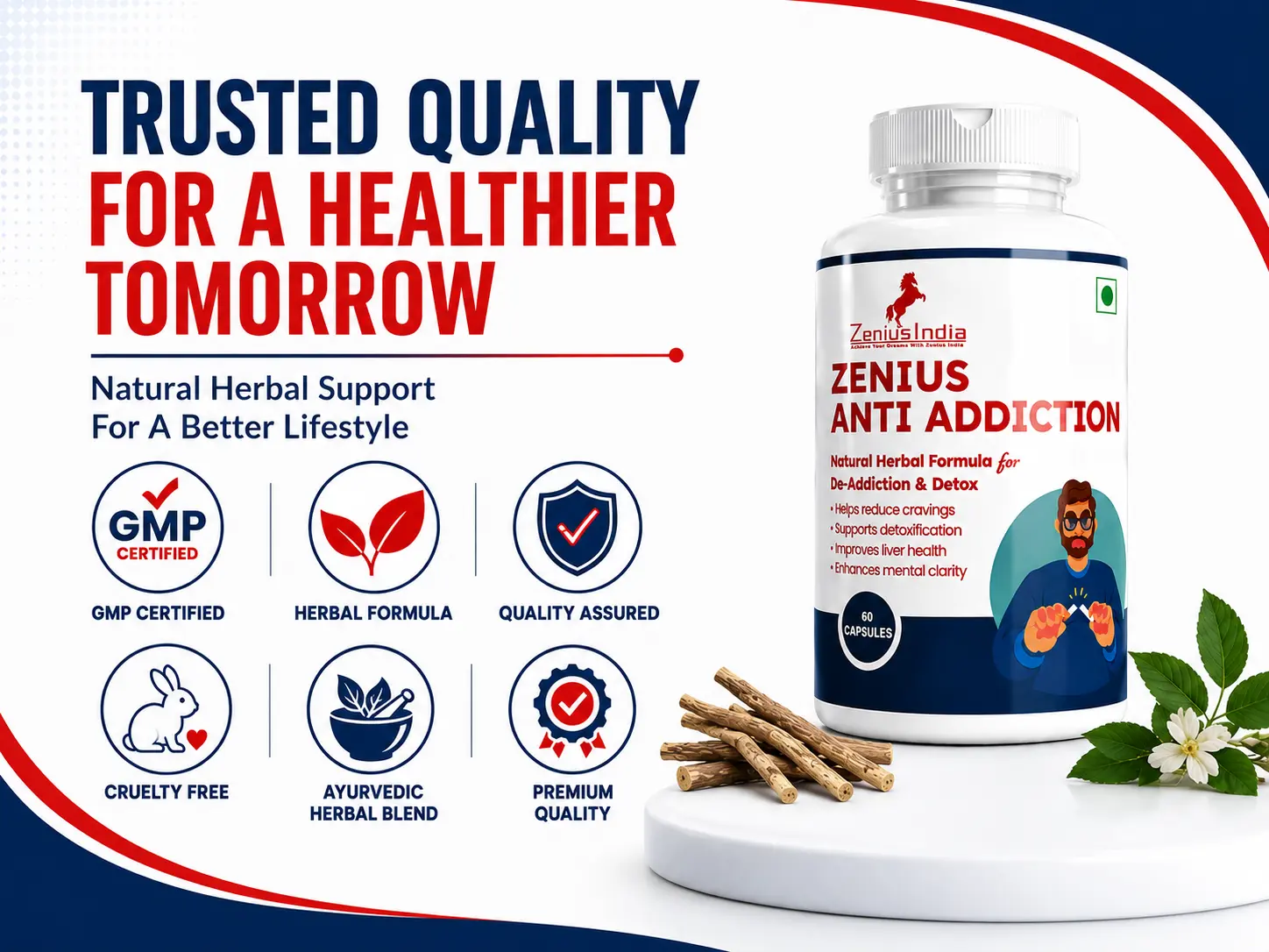 Zenius Anti Addiction Capsule to Reduce Alcohol Addiction 6 Trust Badges Mobile View 1 Zenius India