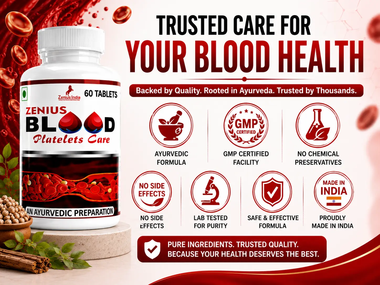 Zenius Blood Platelets Care Tablet for Blood Purification 6 Trust Badges Mobile View 12 Zenius India