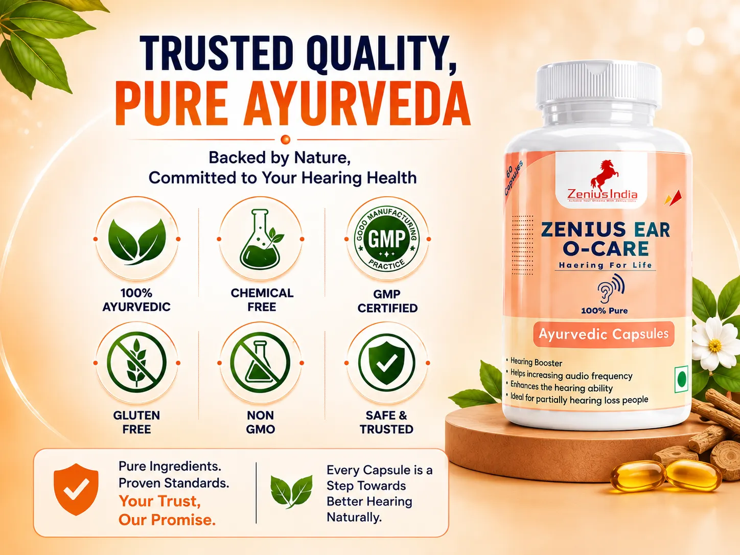 Zenius Ear O Care Capsule for Ear Health Support 6 Trust Badges Mobile View 16 Zenius India