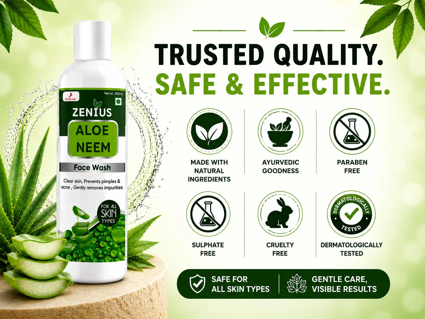 Zenius Aloe Neem Facewash 6 Trust Badges Mobile View Zenius India