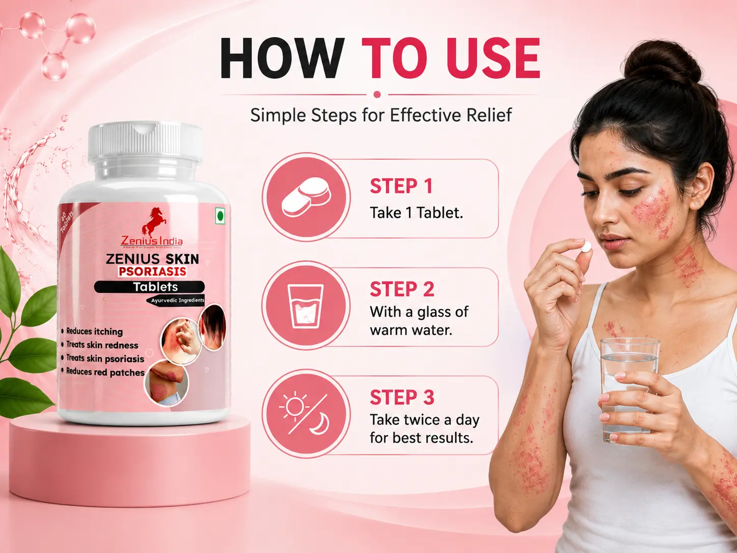 Zenius Skin Psoriasis Care Tablet for Skin Allergies and Rashes 5 Use Banner Mobile View 1 3 Zenius India