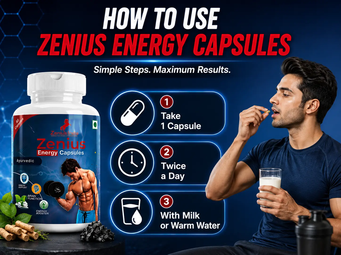 Zenius Energy Capsule for Energy, Power & Strength for Men 5 Use Banner Mobile View 107 Zenius India