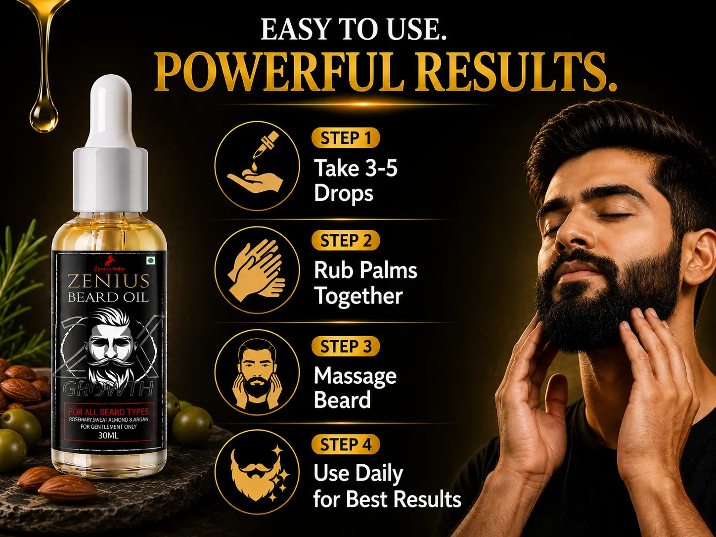 Zenius Beard Oil for Men Beard Growth 5 Use Banner Mobile View 11 Zenius India