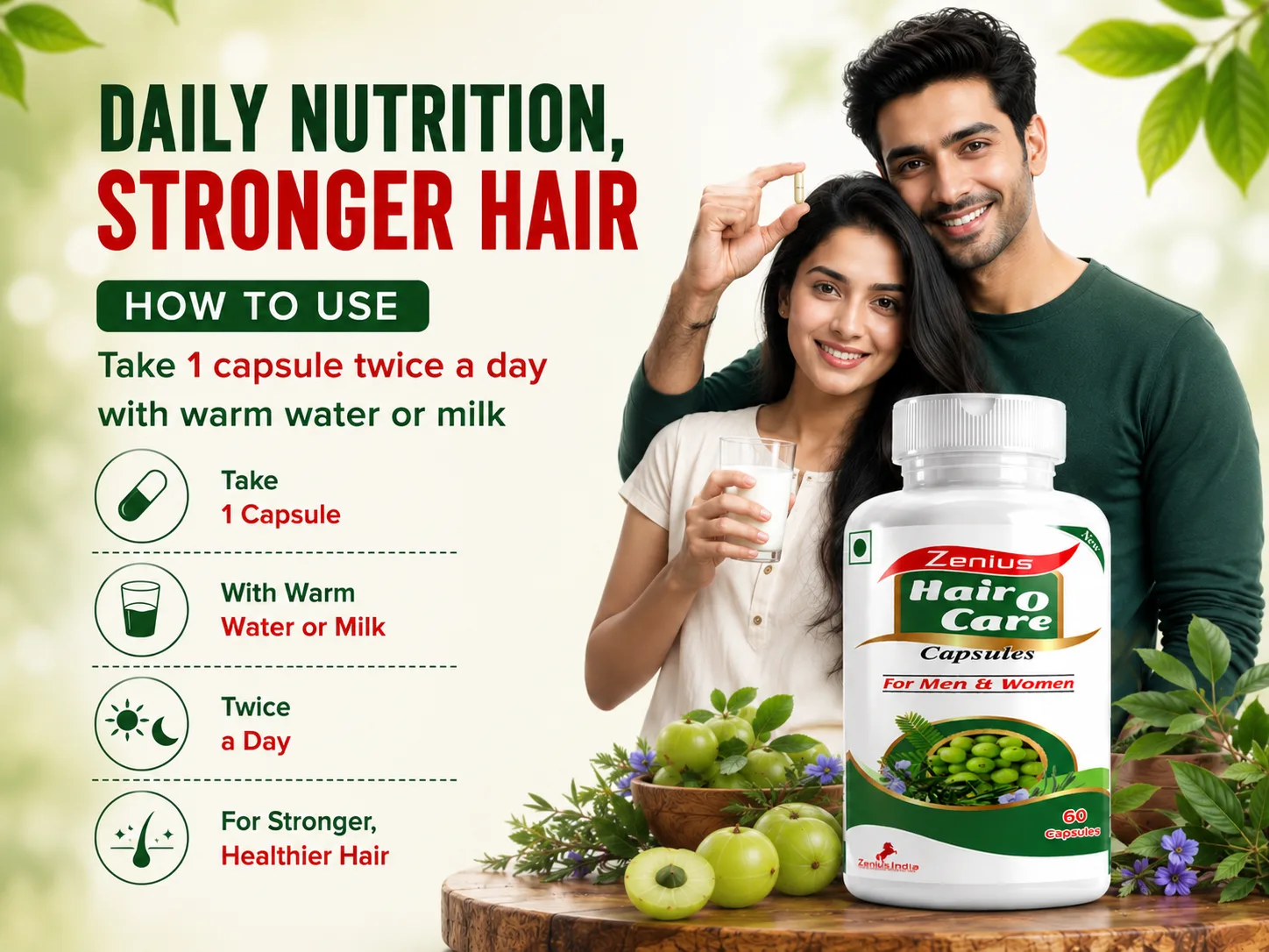 Zenius Hair O Care Capsule for Hair Growth & Hair Fall Support 5 Use Banner Mobile View 116 Zenius India
