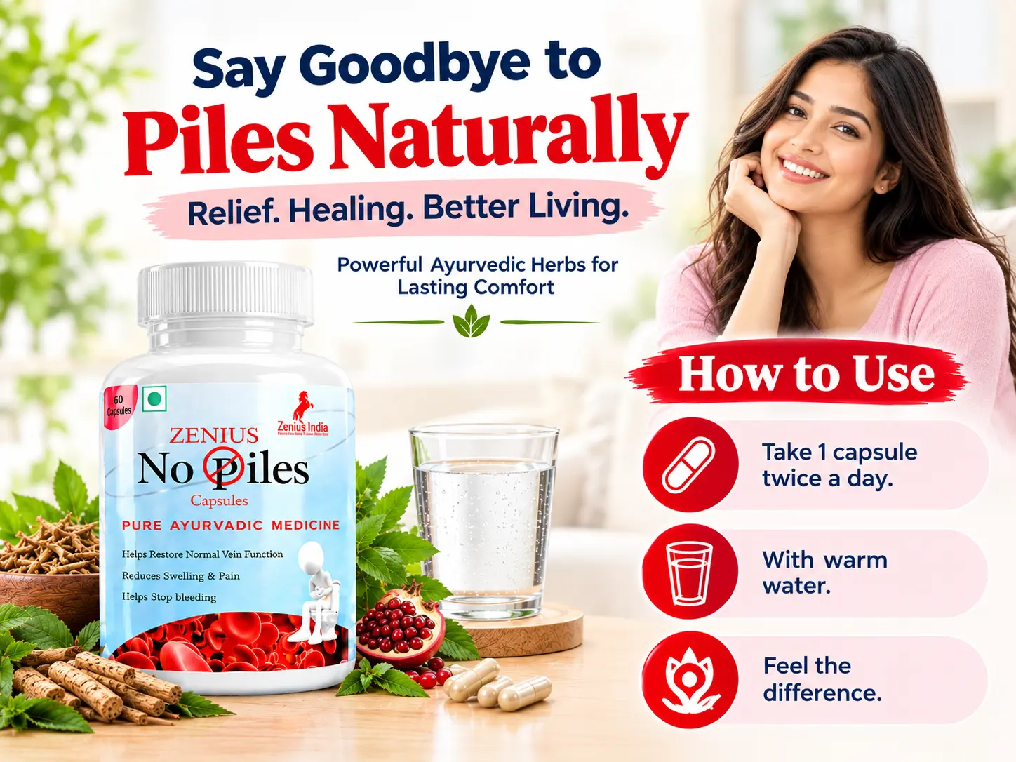 Zenius No Piles Capsule | Ayurvedic Medicine for Hemorrhoids & Natural Relief 5 Use Banner Mobile View 138 Zenius India