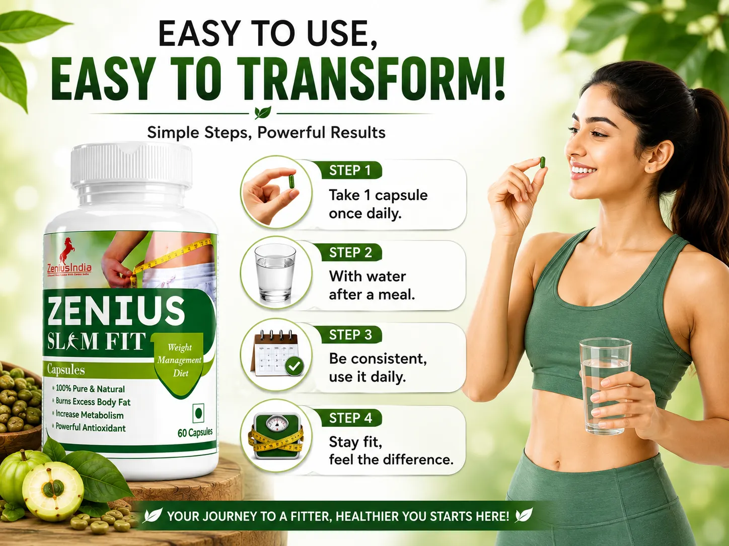 Zenius Slim Fit Capsule for Weight Loss & control Cravings 5 Use Banner Mobile View 20 Zenius India
