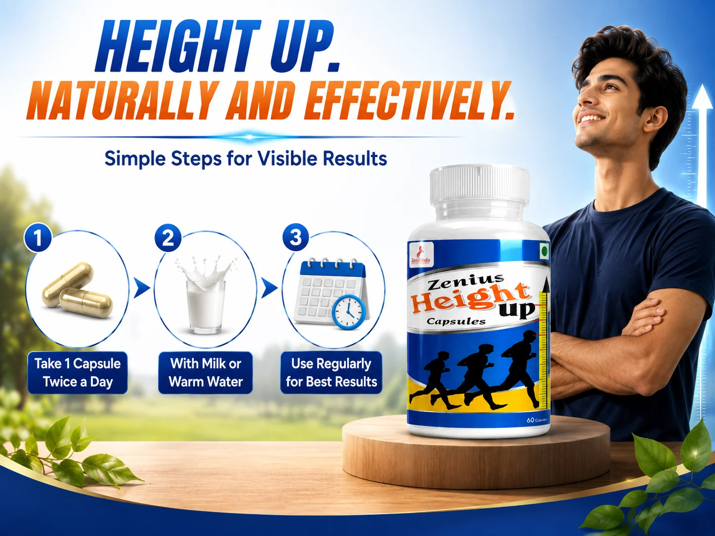 Zenius Height Up Capsule | Natural Height Growth Capsule Supplement 5 Use Banner Mobile View 21 Zenius India