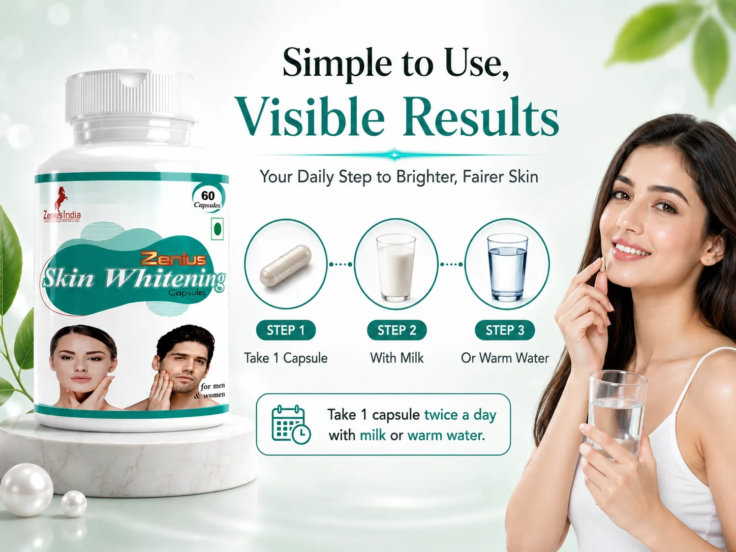 Zenius Skin Whitening Capsule with Vitamin C, Biotin, Zinc & Copper 5 Use Banner Mobile View 22 Zenius India