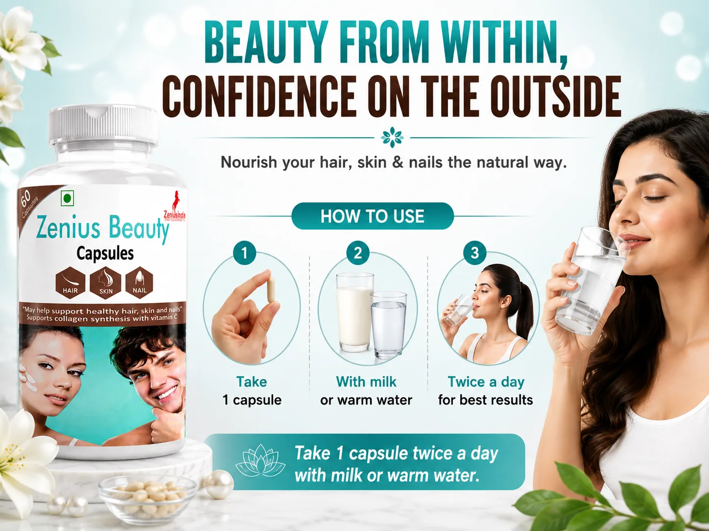 Zenius Beauty Capsule for Skin Brightening & Daily Skin Care 5 Use Banner Mobile View 23 Zenius India