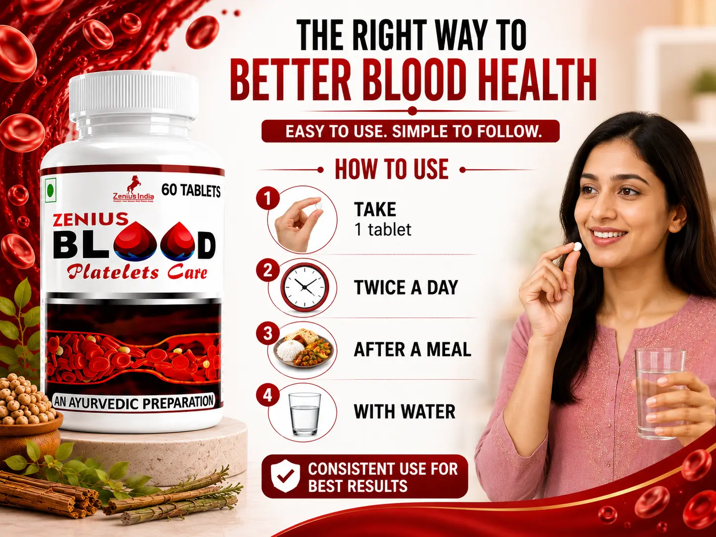 Zenius Blood Platelets Care Tablet for Blood Purification 5 Use Banner Mobile View 27 Zenius India
