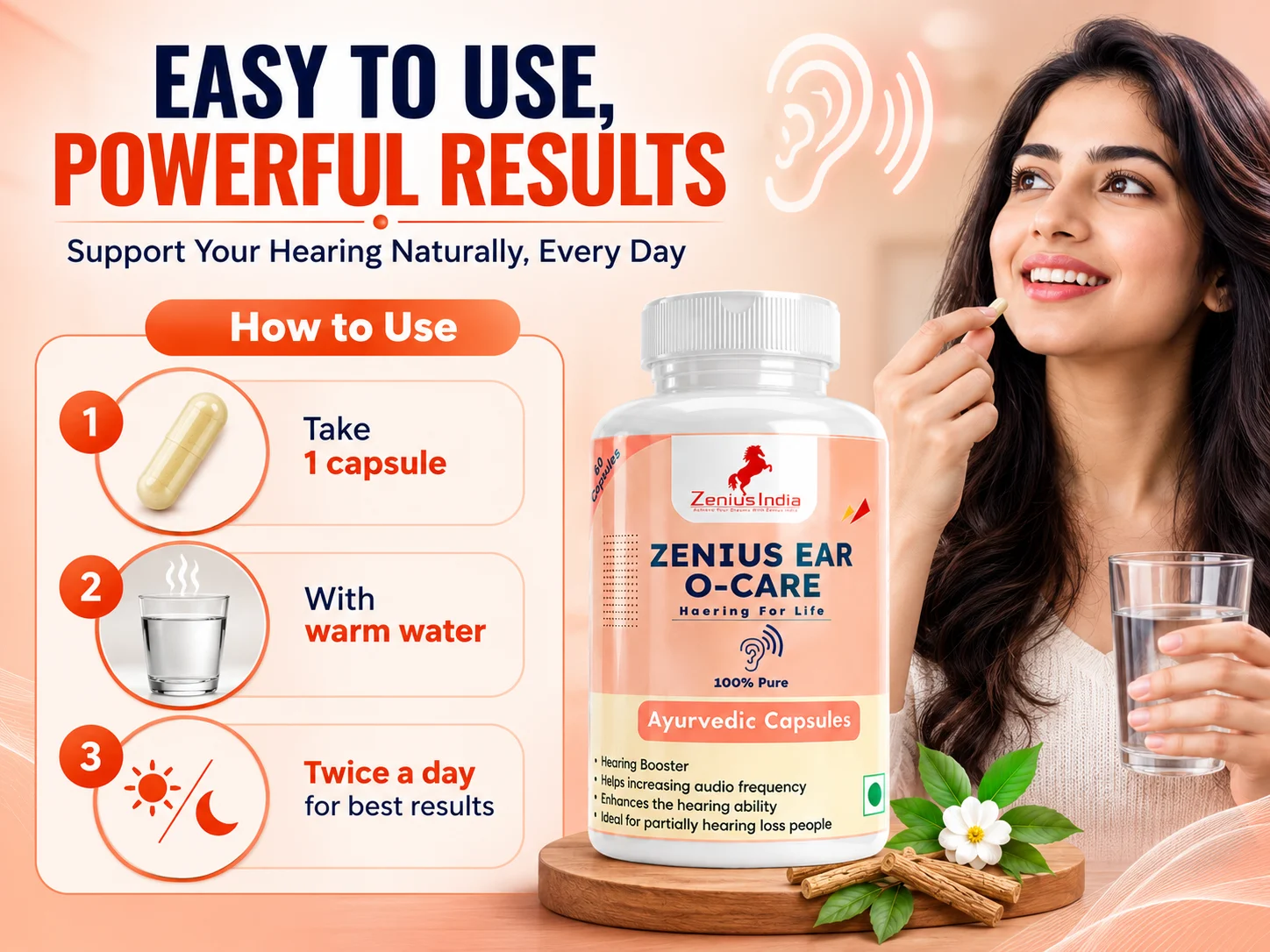 Zenius Ear O Care Capsule for Ear Health Support 5 Use Banner Mobile View 32 Zenius India