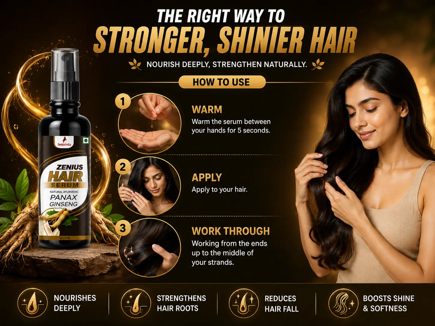 Zenius Hair Serum for Frizz Control & Hair Care 5 Use Banner Mobile View 35 Zenius India