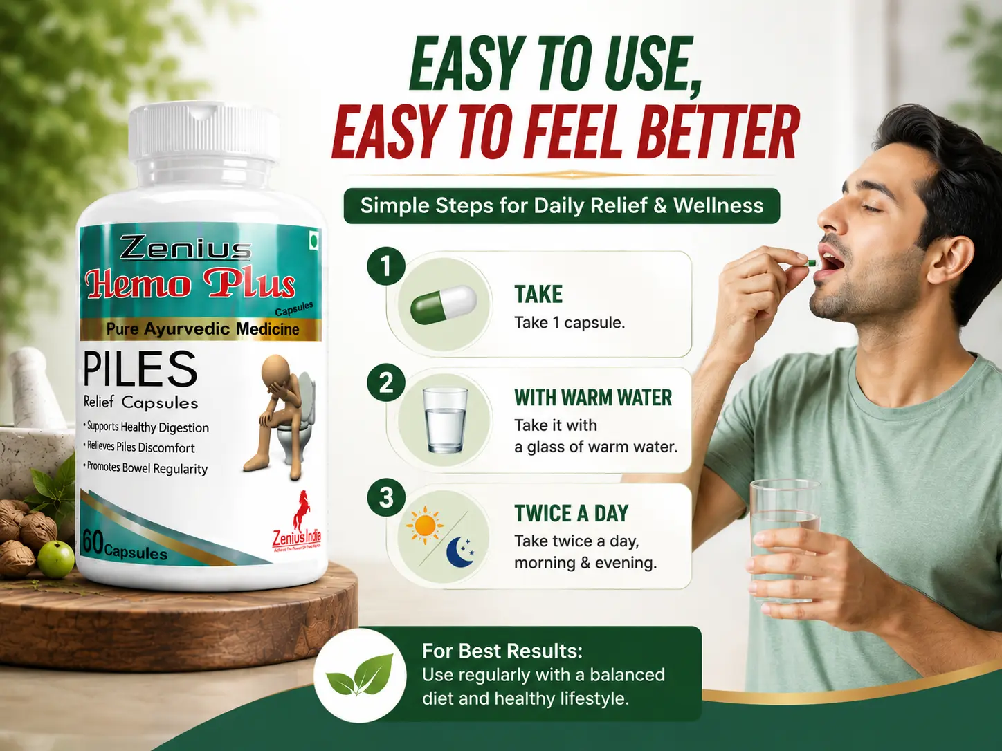 Zenius Hemo Plus Capsule for Piles Care & Digestive Health 5 Use Banner Mobile View 37 Zenius India