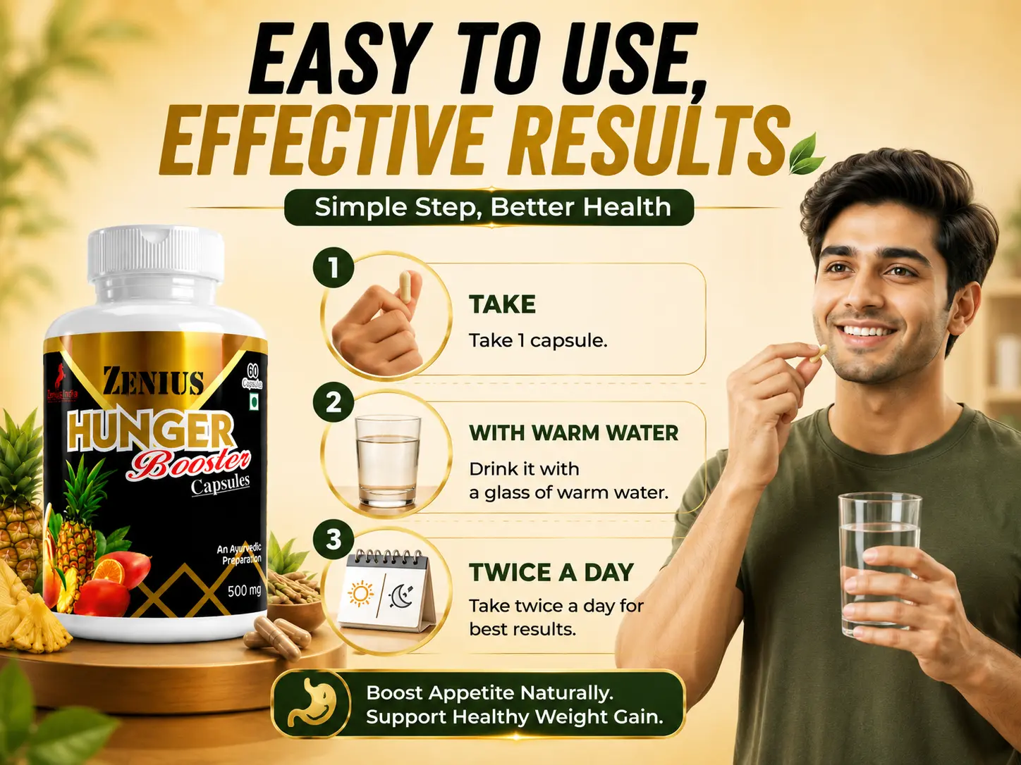 Zenius Hunger Booster Capsule for Appetite & Healthy Weight Gain 5 Use Banner Mobile View 38 Zenius India