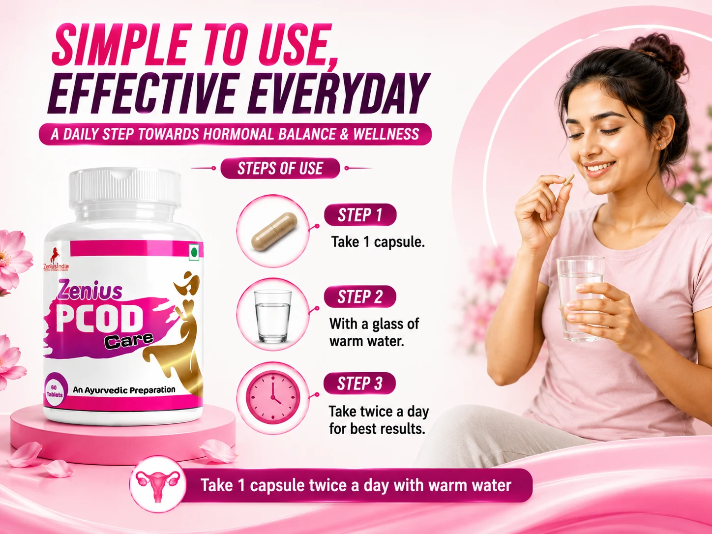 Zenius PCOD Care Tablet for Hormonal & Period Support 5 Use Banner Mobile View 43 Zenius India