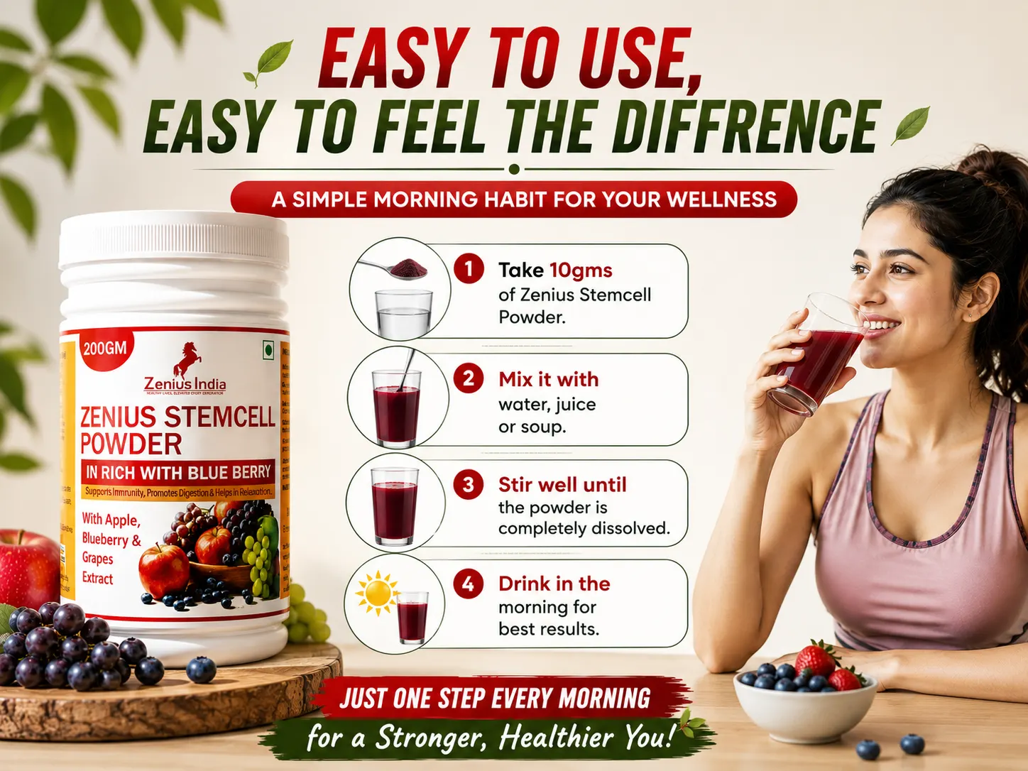 Zenius Stemcell Powder for Immunity, Gut & Digestive Health 5 Use Banner Mobile View 49 Zenius India