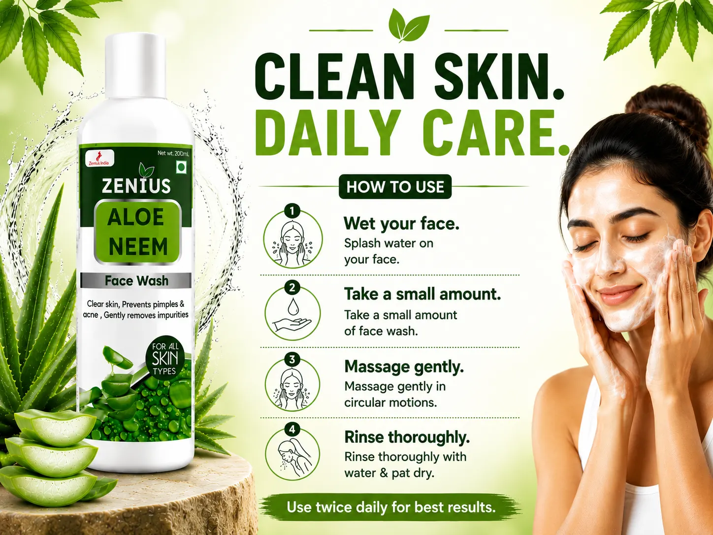 Zenius Aloe Neem Facewash 5 Use Banner Mobile View 5 Zenius India