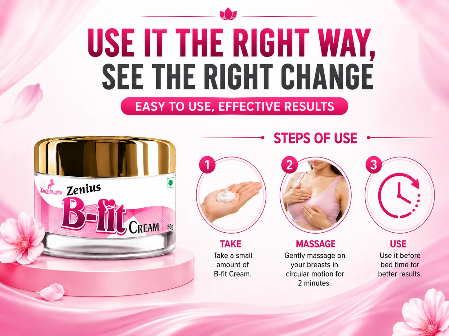 Zenius B Fit Cream for Women's Upper Body Care & Massage 5 Use Banner Mobile View 53 Zenius India