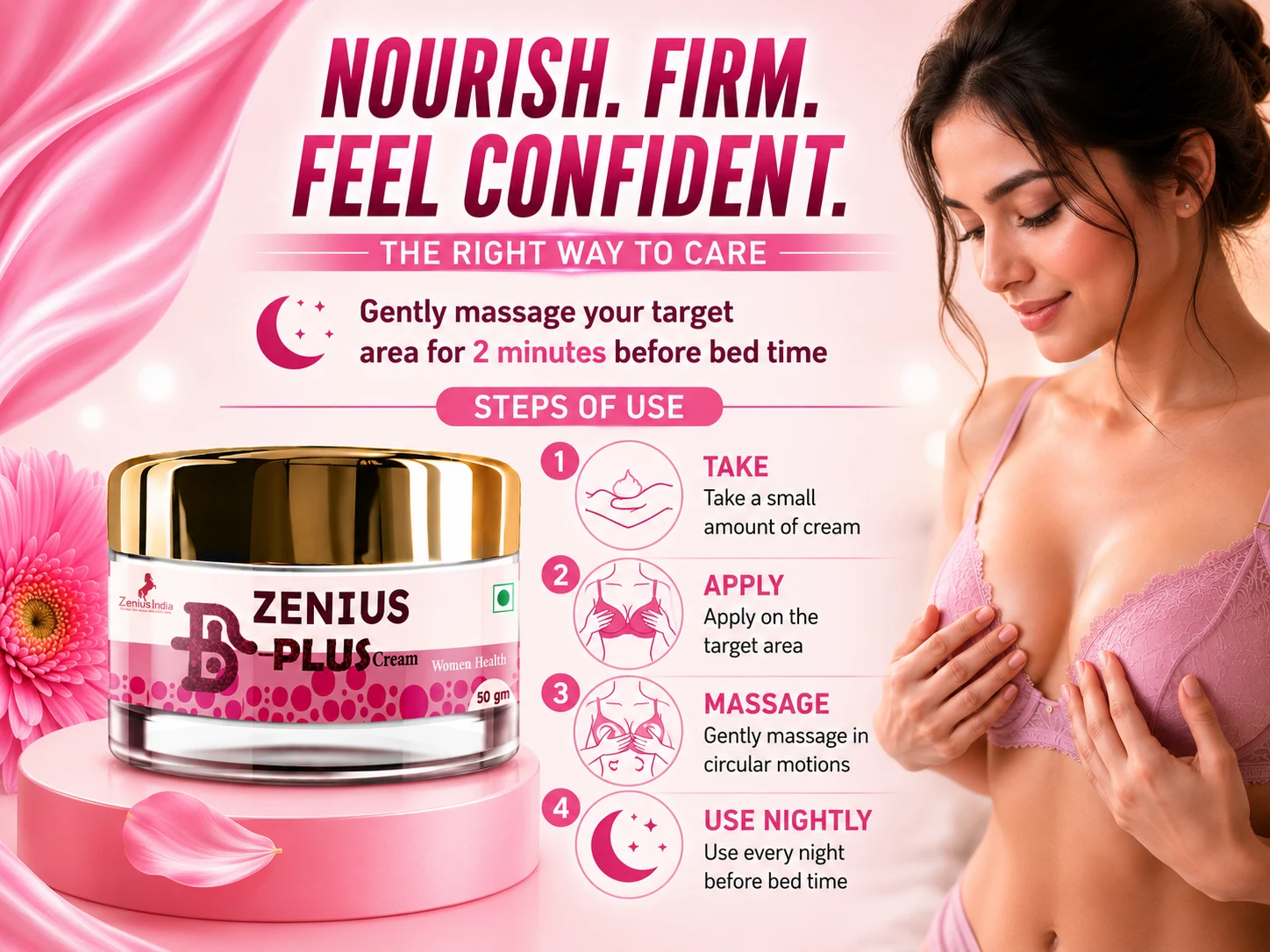 Zenius B Plus Cream for Women's Upper Body Tone 5 Use Banner Mobile View 56 Zenius India