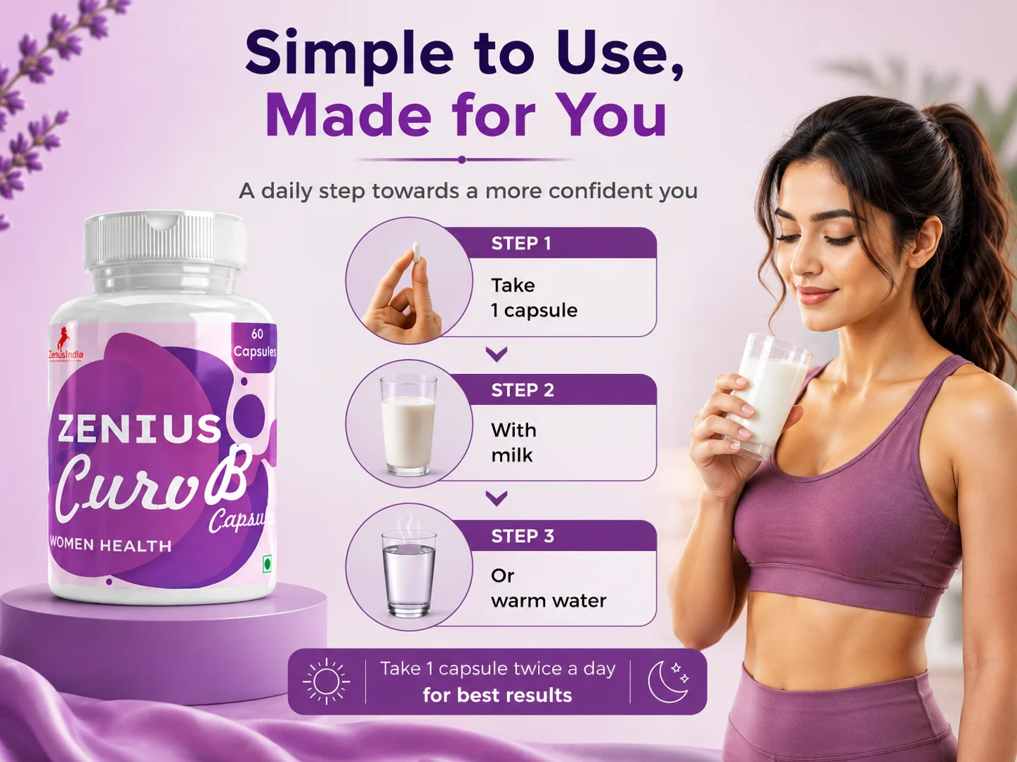 Zenius Curv B Capsule for Women's Breast Reduce 5 Use Banner Mobile View 63 Zenius India