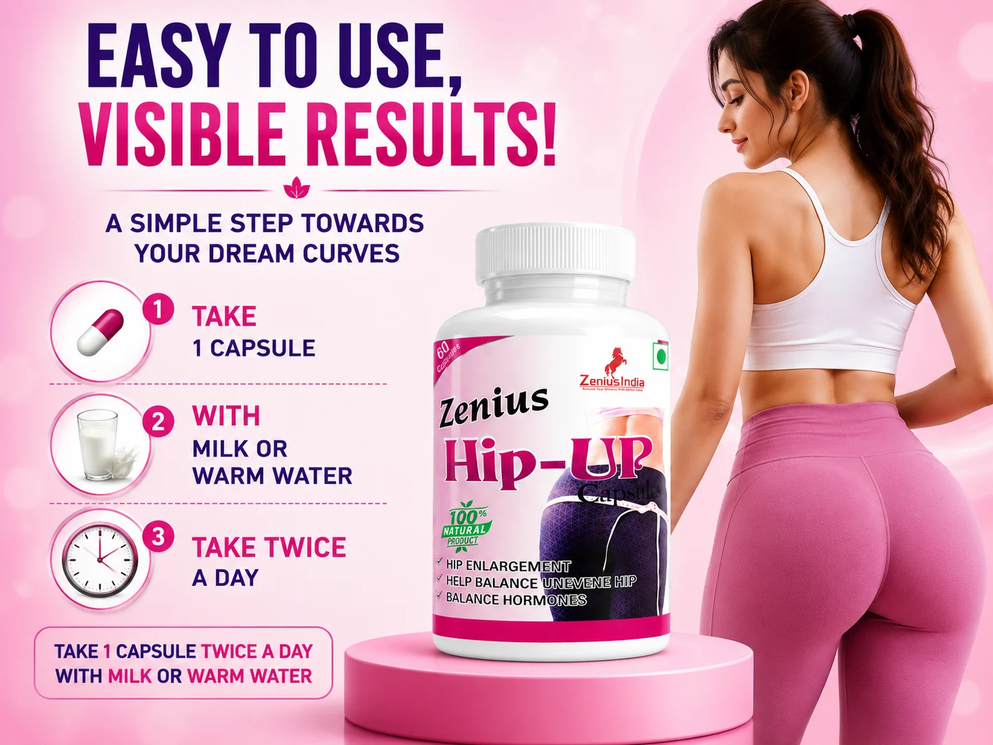 Zenius Hip Up Capsule for Women's Hip Growth 5 Use Banner Mobile View 75 Zenius India