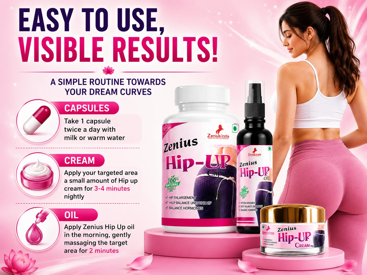 Zenius Hip Up Combo Kit for Women's Hip & Body Care 5 Use Banner Mobile View 77 Zenius India