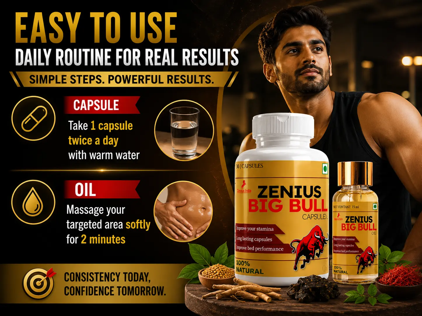 Zenius Big Bull Kit for Men's Stamina, Energy & Vitality 5 Use Banner Mobile View 94 Zenius India